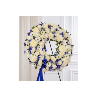 Serene Blessings™ Standing Wreath - Blue & White